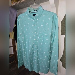 American Eagle Outfitters Teal Palm Tree Shirt Sz M